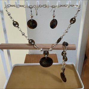 Brighton necklace, bracelet and earring set. Floral Resin design.